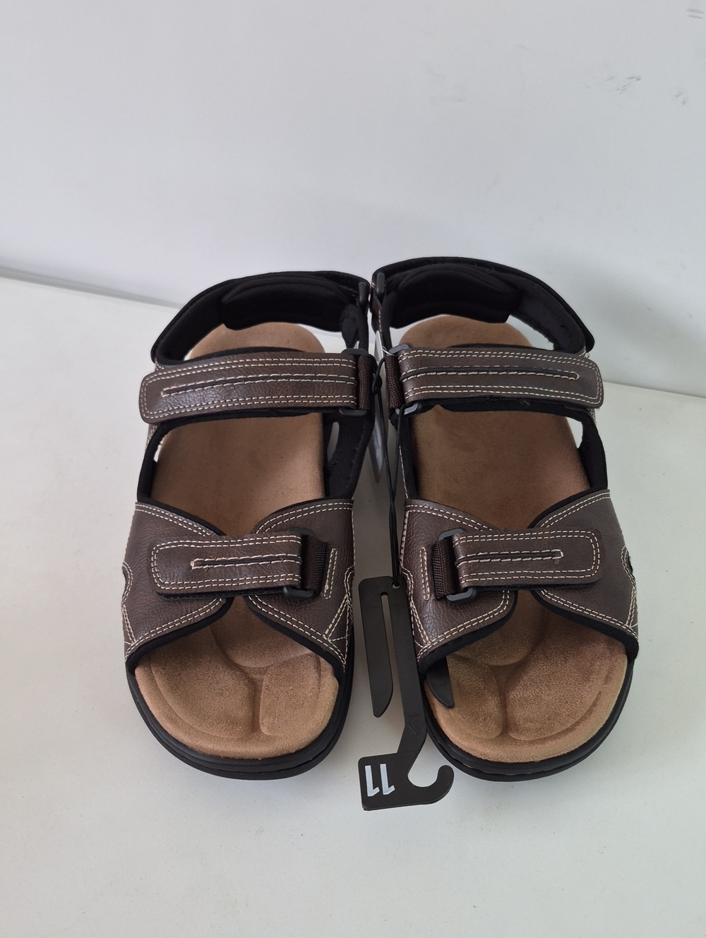 George Men's Brown & Black Adjustable Strap Sandals Size 11